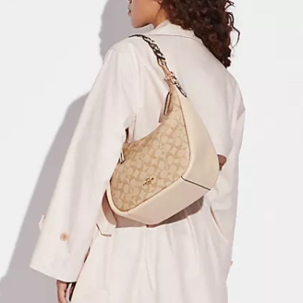 NWT Coach Jules Hobo In Signature Canvas- Light Khaki - Picture 5 of 5